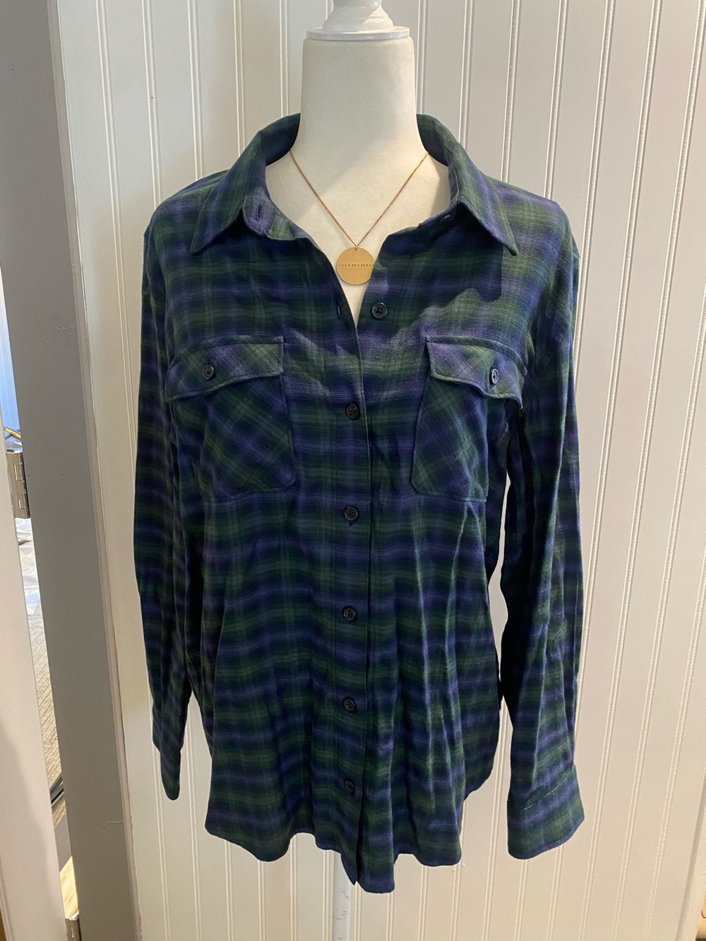Button-Front Plaid Shirt